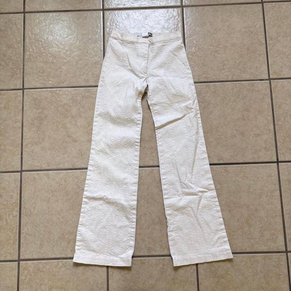 90s/y2k Cream Embroidered Bootcut Pants